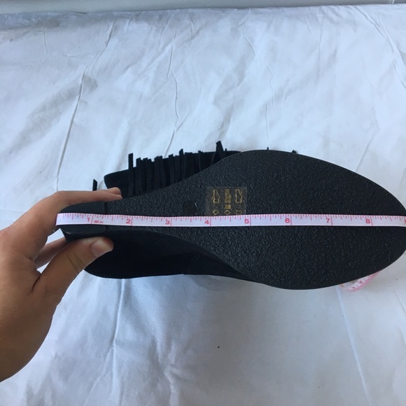 STEVEN Eragon Black Suede Wedge Fringe Boots Size 9 NWT - Picture 10 of 14